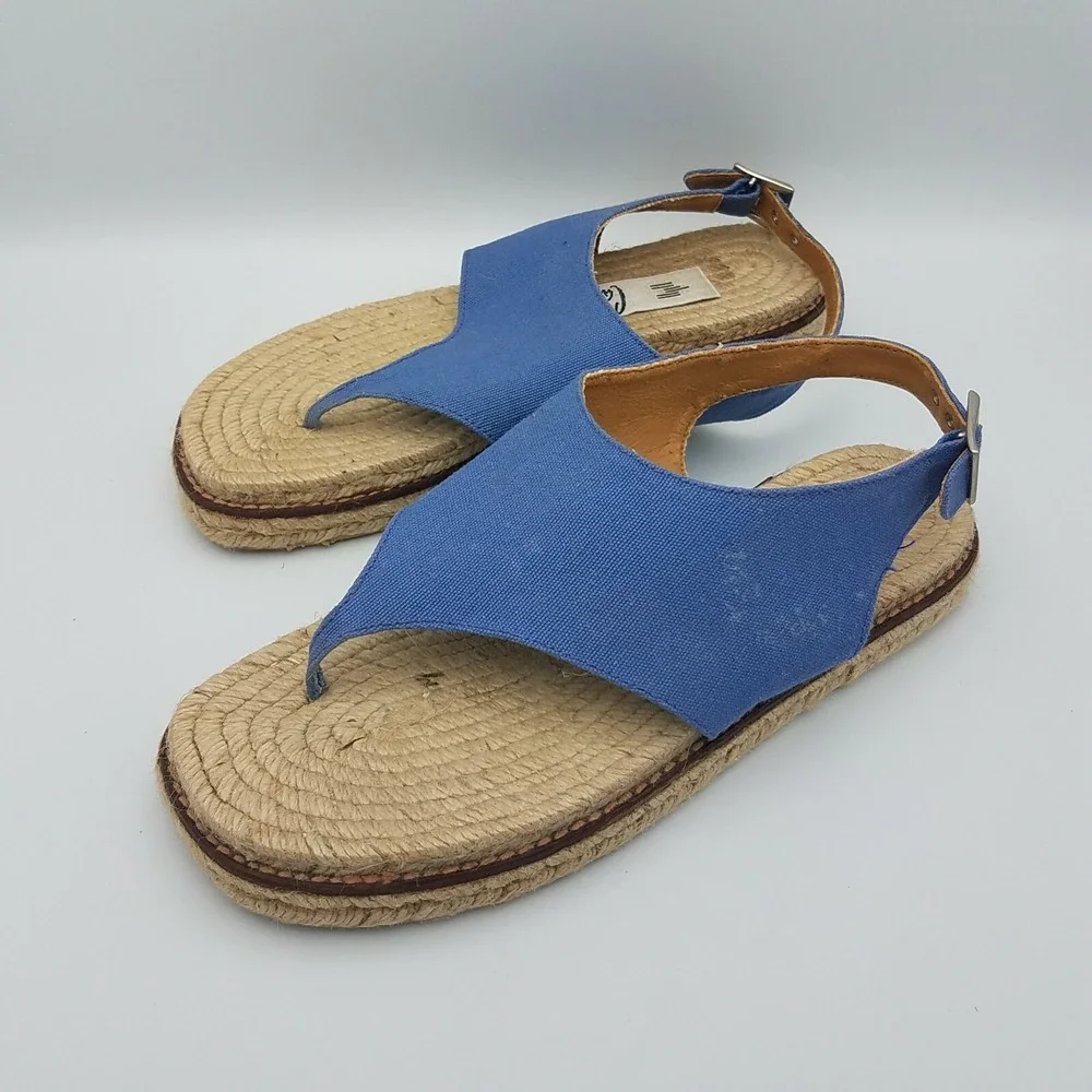 Castaner Denim Platform Sandals Espadrilles Thong Blue Womens Slingback 6.5 / 37